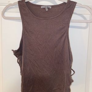 Charlotte Russe Mauve Crop Top with Criss-Cross Design on Sides